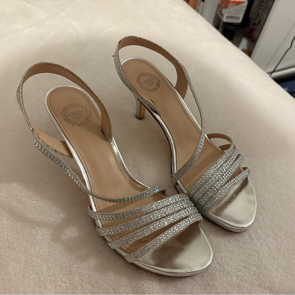 Elegant Silver Strappy Heels